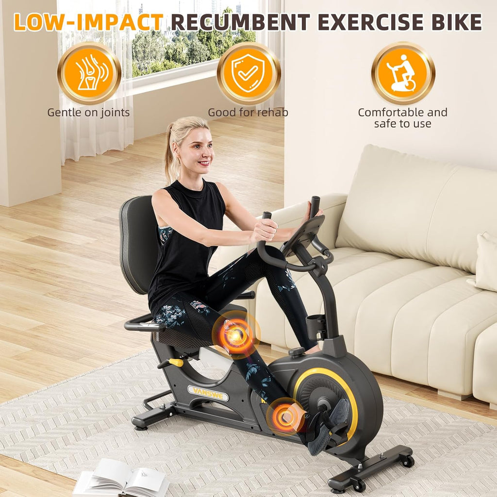 VANSWE Recumbent Exercise Bike for Home, 400 LBS Capacity, Bluetooth R53869