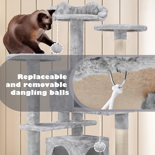 Yaheetech 54in Cat Tree Tower Condo Furniture with Scratch Post Y196
