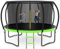 12FT 14FT 16FT Outdoor Trampoline for Kids & Adults, Recreational Trampoline w/Ladder & Safety Net, Heavy Duty Backyard Metal Trampoline, 400/450LBS Round Pumpkin Trampoline, ASTM Approved