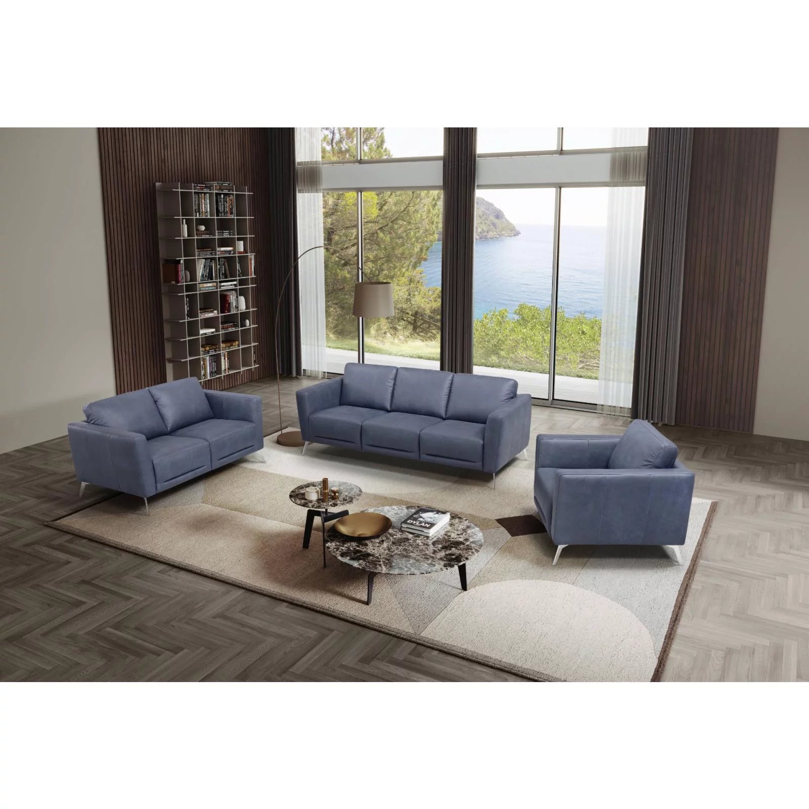 Astonic LV00212 Blue Leather Sofa R687952