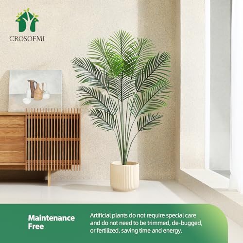 CROSOFMI Artificial Areca Palm Tree 6 Feet Fake Tropical Plant in Pot, 2 Pack C854306
