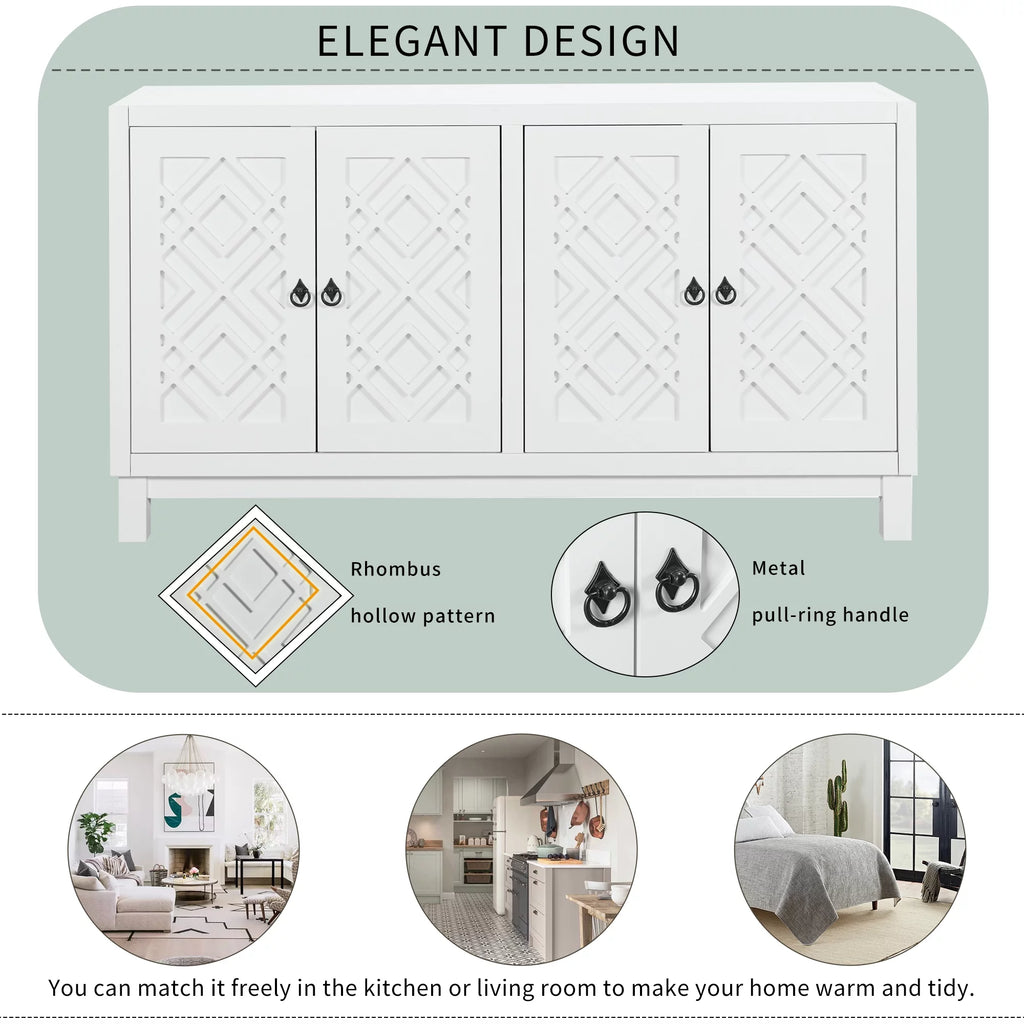 2-Door Storage Cabinet with Metal Legs and Adjustable Shelves, White U28992