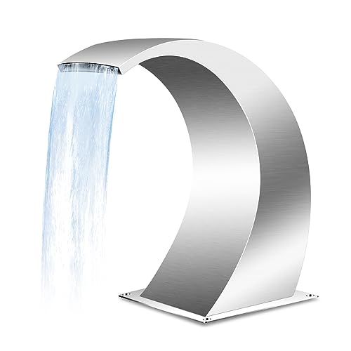 Stainless Steel Pool Waterfall Spillway with Pipe Connector, 17.7 Inch D9336