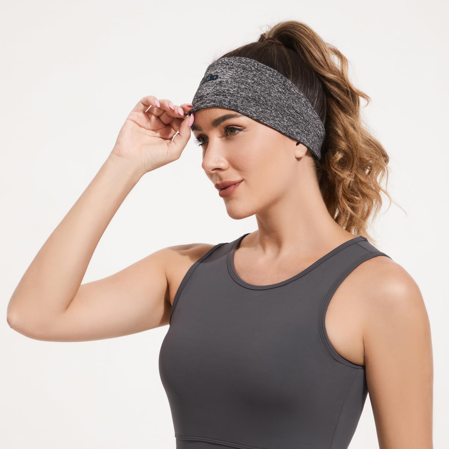 Bluetooth 5.2 Sleep Headphones Headband with Mic, 12H Playtime, Black & Grey A383