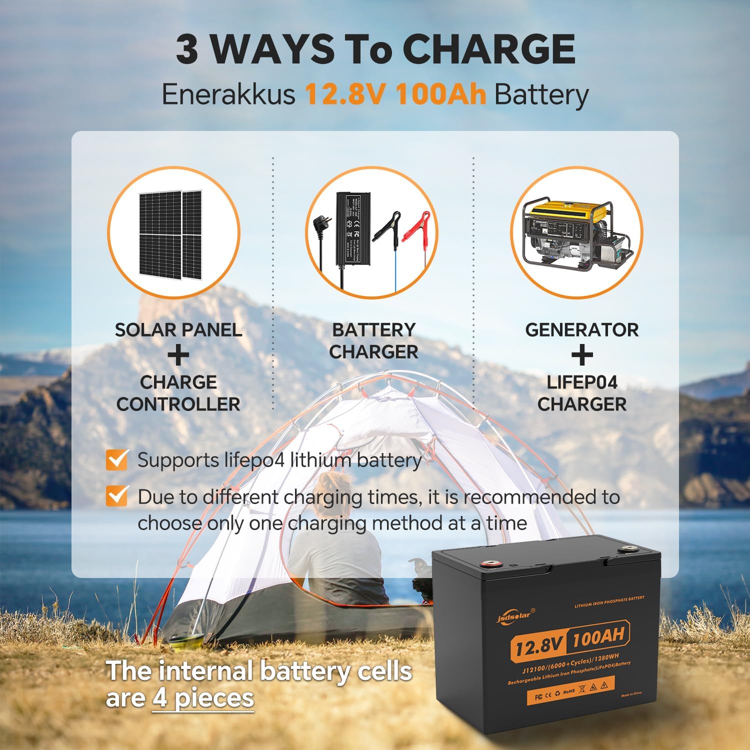12V 100Ah LiFePO4 Battery with 100A BMS for RV, Trolling Motor & Solar E82652