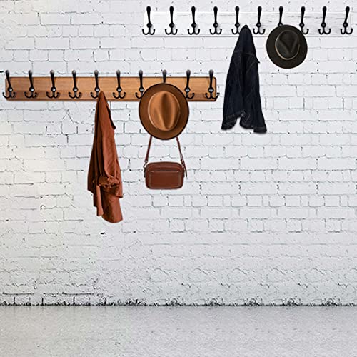 WEBI Coat Rack Wall Mounted, 16" Hole to Hole, 5 Triple Hooks, Black, 2 Packs V713322