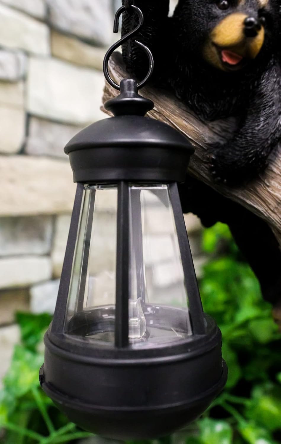 Set of 2 Plastic Solar Hanging LED Lanterns 5.5 Inches Garden Decor D625710