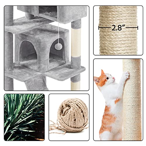 Yaheetech 54in Cat Tree Tower Condo Furniture with Scratch Post Y196