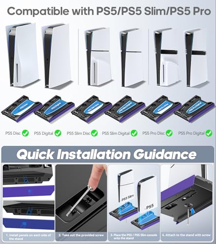 PS5 Stand with Cooling & Charging Station for Disc & Digital Console U78876