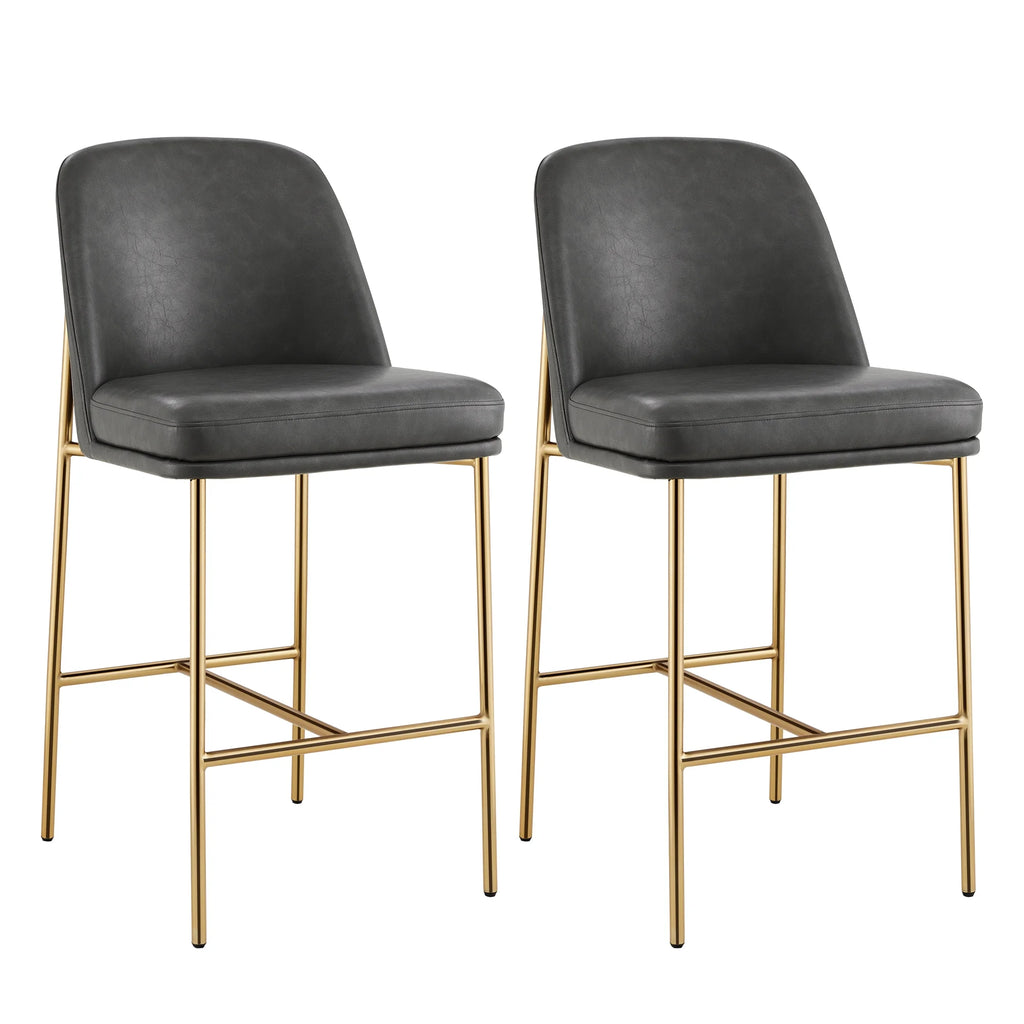 CHITA Modern Counter Height Bar Stool Set of 2, 27 inch, Faux Leather Y647