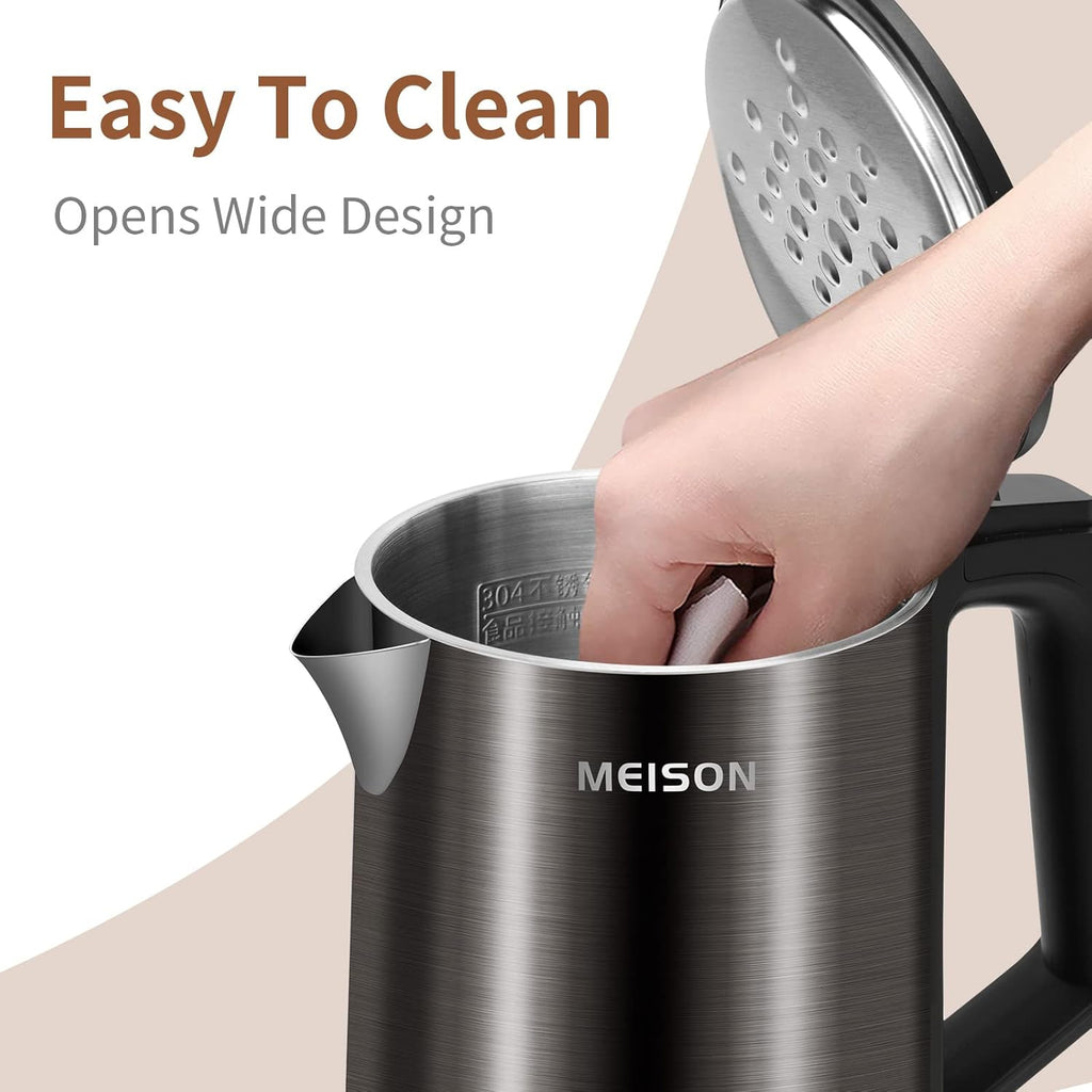 Electric Kettle Stainless Steel 1.0L Double Wall Cool Touch, Auto Shut-Off, Blue A927249