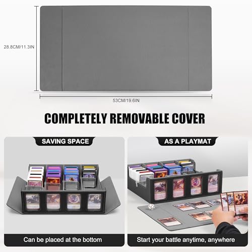 Trading Card Storage Box with Commander Display, 5-Row Deck Case, Black Purple B7043