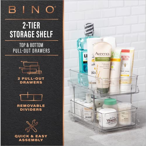 BINO 2 Tier Clear Storage Organizer with Dividers F979