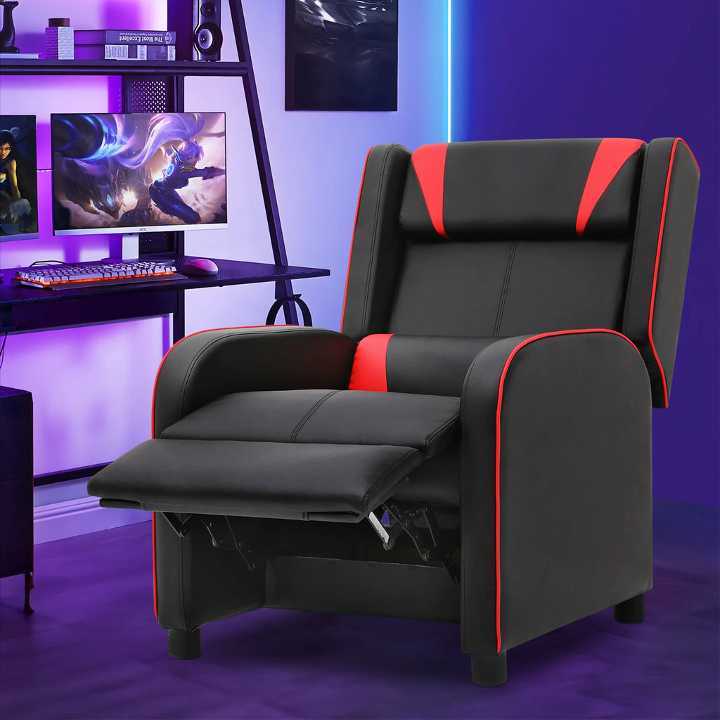 Magshion Gaming Massage Recliner Chair with Footrest, PU Leather, Red R2353