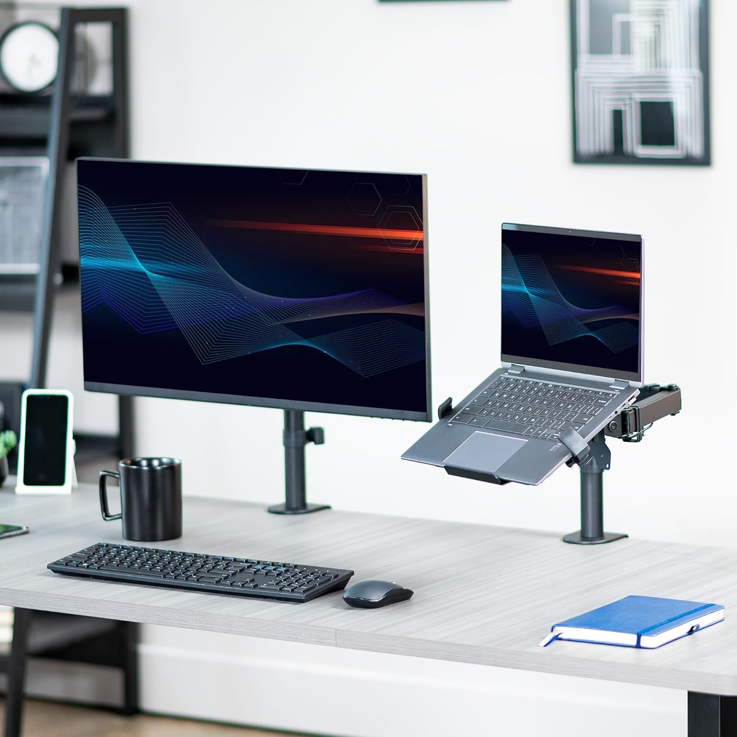 VIVO Adjustable 12-15.6 inch Laptop Desk Mount Stand with RGB Fan, Black L574632