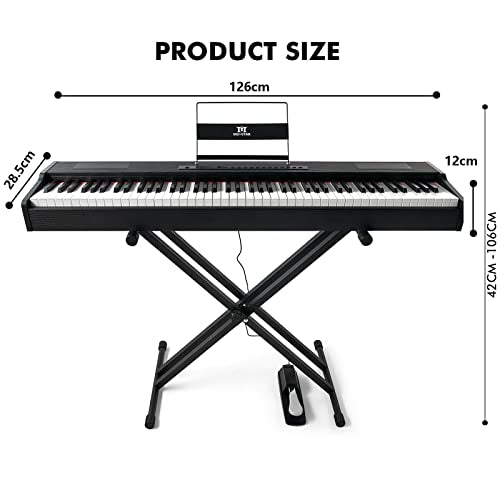 MUSTAR MDP-1300 Digital Piano 88 Key Weighted Hammer Action Keyboard with Stand, White E748