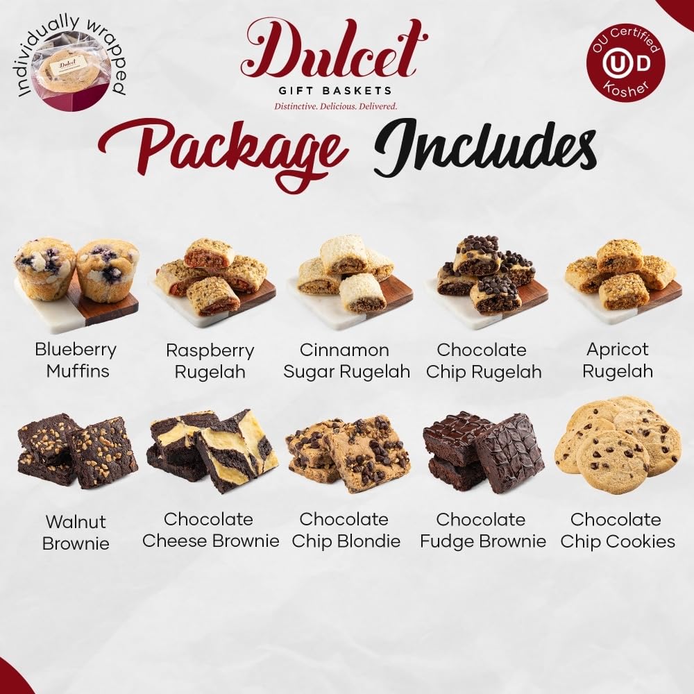 Dulcet Gift Baskets Freshly Baked Goods Sampler with Brownies, Muffins & Cookies D2302