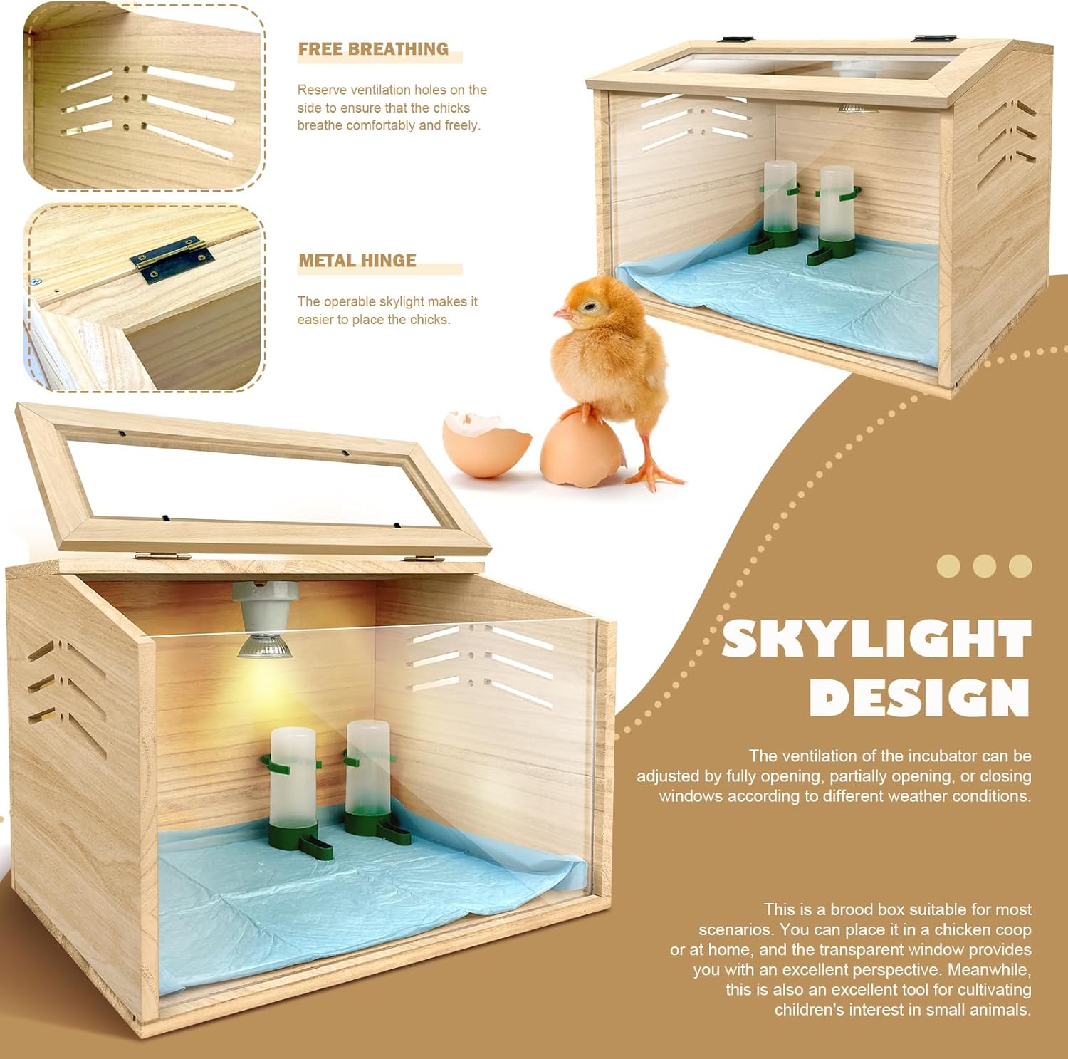 Chicken Brooder Box for Chicks, Small Coop, 15.7 x 12 x 12 inches I32556