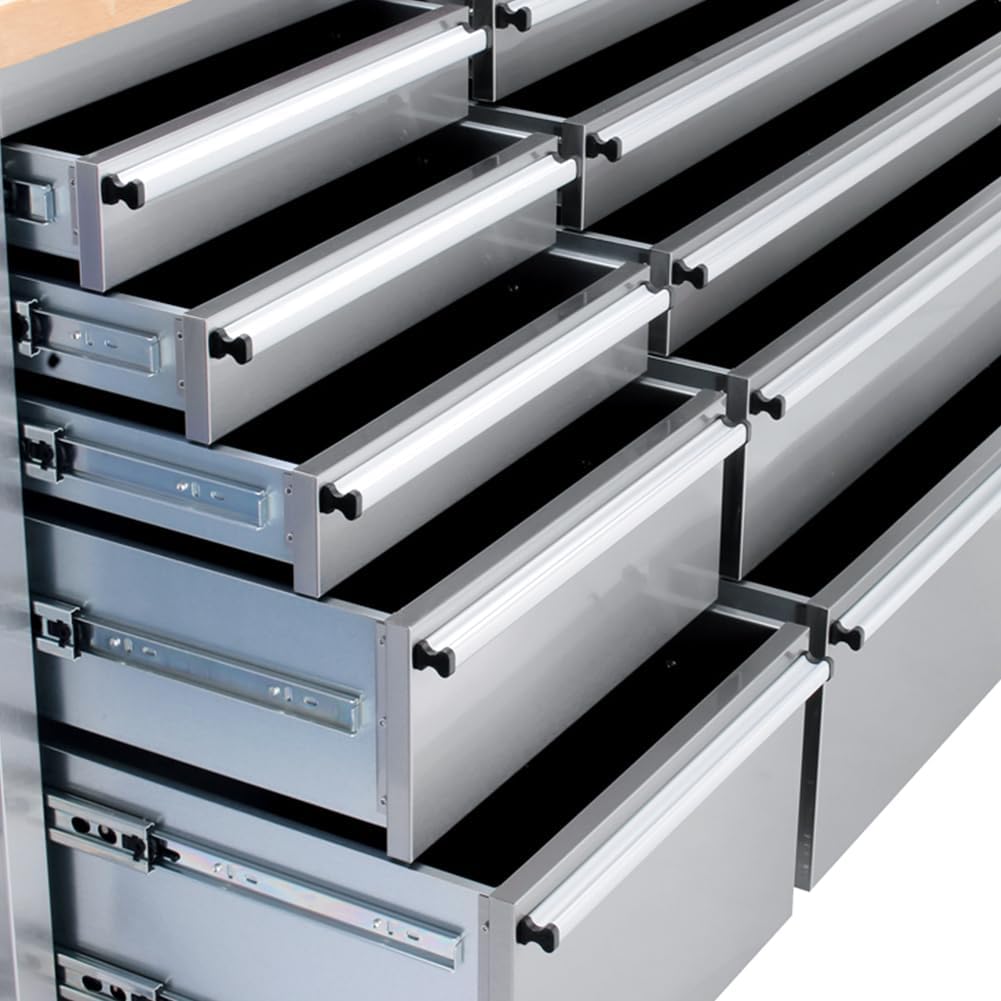 72-inch Stainless Steel Tool Chest with Wheels, 15 Drawers Rolling Cabinet Q185611