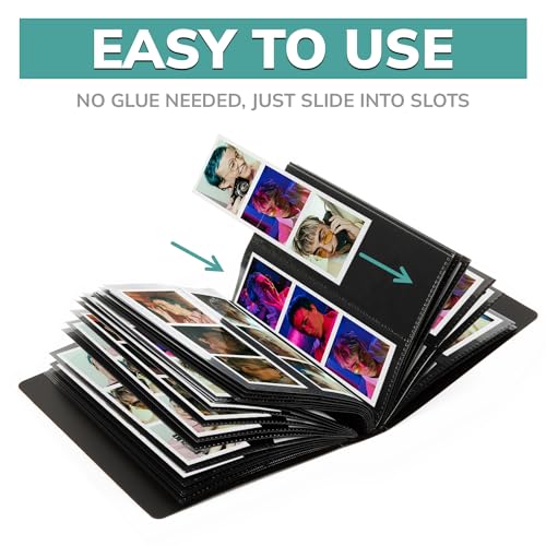 Photo Booth Album 2x6 with Picture Sleeves, 26 Pages, Black Q30395