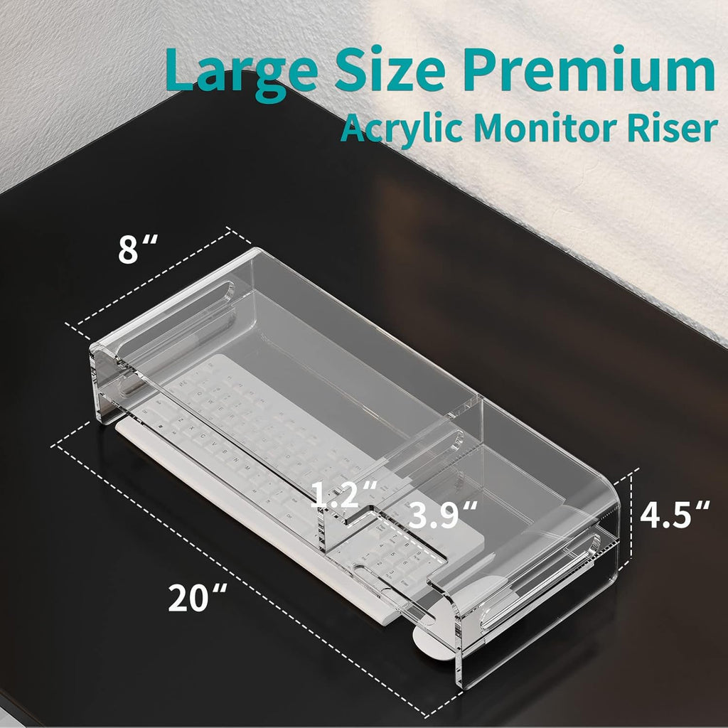 Zimilar 20-inch Acrylic Monitor Stand Riser with Keyboard Storage and Phone Holder Q84880