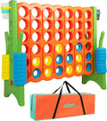 Oversized 4-to-score Jumbo connect in-a-row game Carry Bag Included,48”Giant plastic connect game set for Adults with cup holder,46 rings for kids,jumbo Sized indoor outdoor game for family giant yard