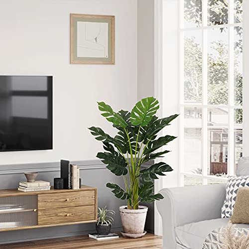 VIAGDO Artificial Monstera Deliciosa Plant 4ft Tall, Faux Tropical Palm for Home Office Decor F5082
