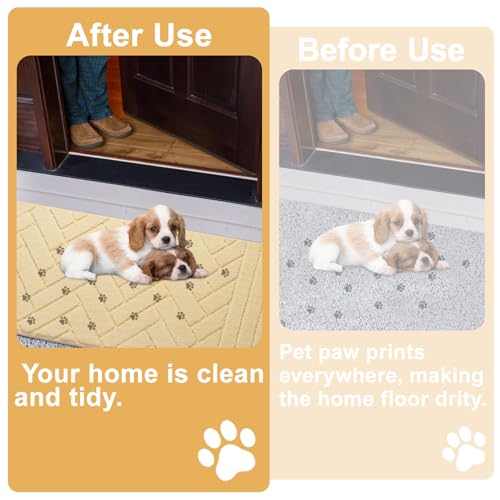 Tindbea Dog Mat for Muddy Paws, Non-Slip Washable, 20"x48" Light Taupe J97109