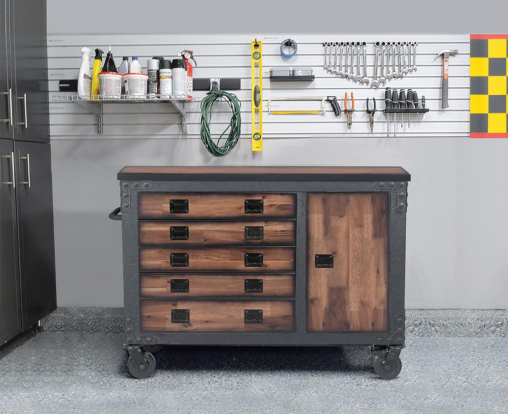 Duramax 48 in. 5-Drawer Rolling Tool Chest with Solid Wood Top C3887
