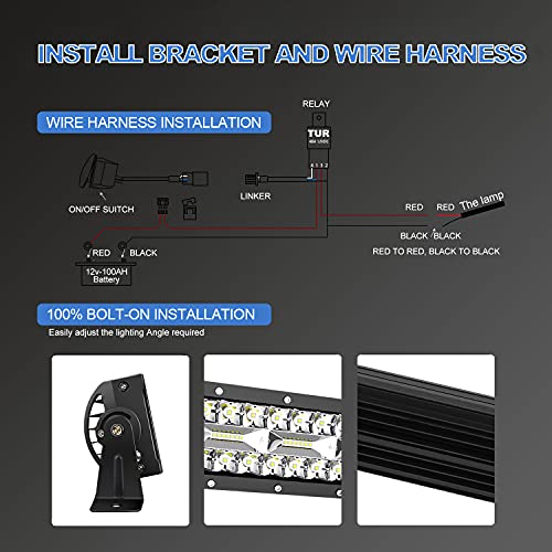 20 Inch 420W Triple Row LED Light Bar Combo Beam with 4 Inch 60W Fog Lights Wiring Kit for Trucks ATV UTV Jeep Y598