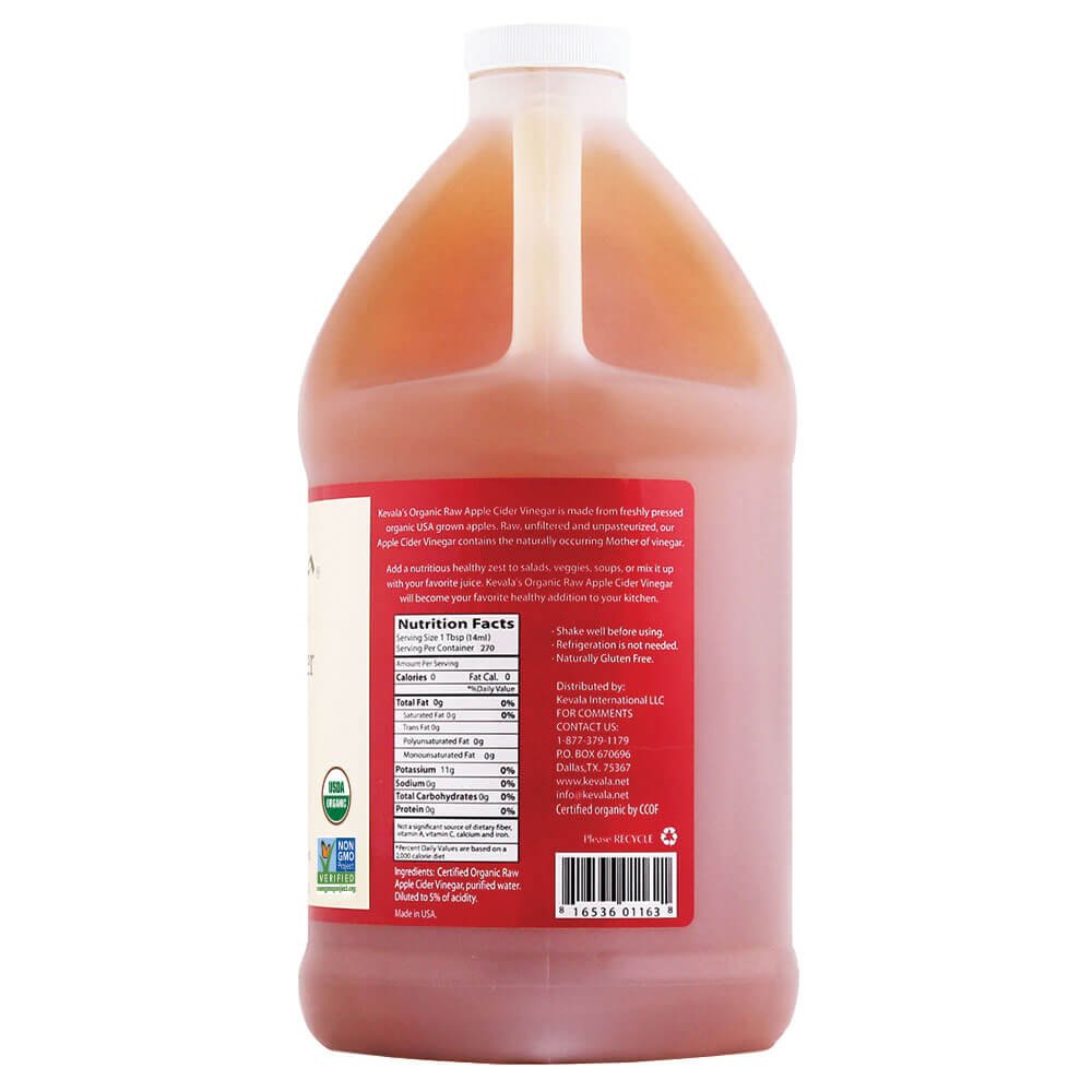 Kevala Organic Apple Cider Vinegar with Mother, Raw, Unfiltered, 1 Gallon U87722