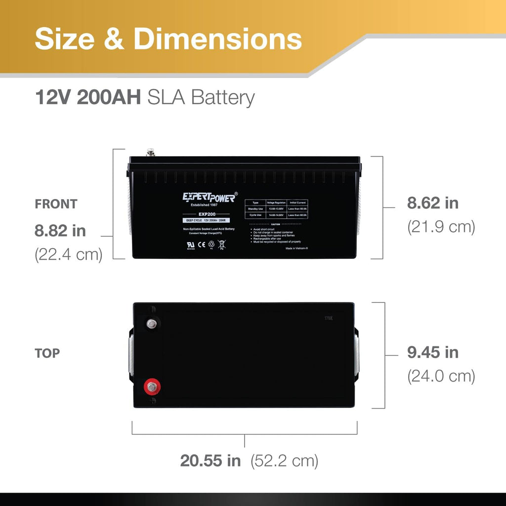 ExpertPower 12V 200Ah Sealed Lead Acid Deep Cycle Battery W548