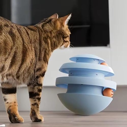3 Tier Cat Turntable Toy with Moving Balls (Deep Blue) W926