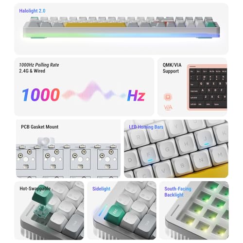 nuphy Halo96 V2 Wireless Mechanical Keyboard, 96% Hot Swappable, RGB Backlit, Bluetooth/USB-C/2.4GHz, Black L862261