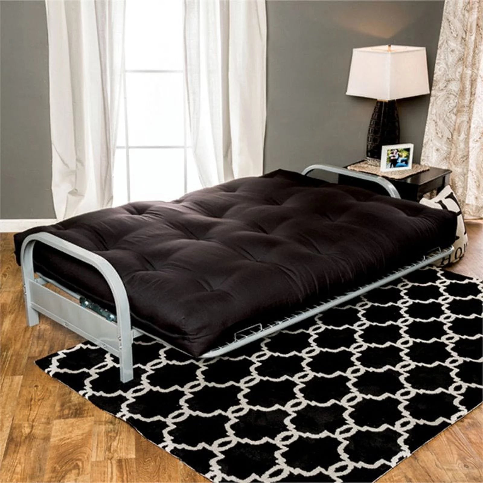 Furniture of America Brocko Fabric 8-Inch Innerspring Futon Mattress, Black S501263