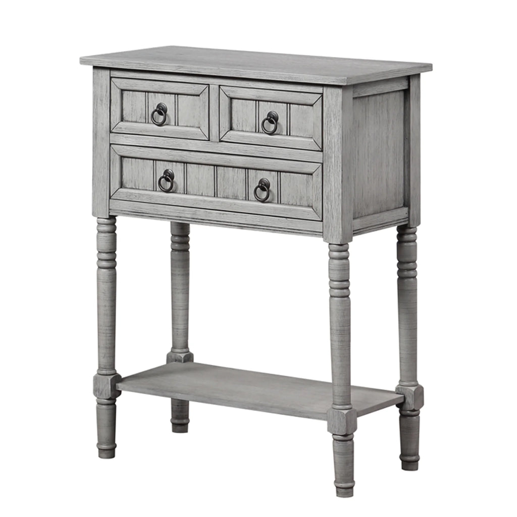 Covenience Concepts Kendra 3 Drawer Hall Table with Shelf, Wirebrush Light Gray H159170