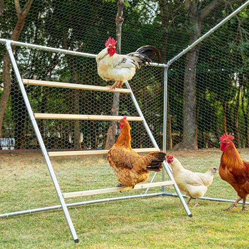 PETSFIT Chicken Coop Run with Anti-Rust Durable Steel, Large Walk-in Poultry Cage Chicken Runs for Yard with Cover, Chicken Pen for Outdoor Farm Use, Duck House(118"x158"x76.8")