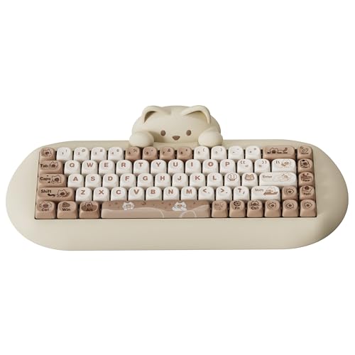YUNZII C68 Wireless Mechanical Keyboard, 65% Gaming Keyboard Hot Swap,Triple Mode BT5.0/2.4G/Wired, RGB Backlit NKRO,Cute Cat Silicone Ergonomic Keyboard for Win/Mac(Milk Switch,Pink)