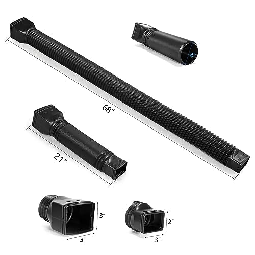 Rain Gutter Downspout Extensions Flexible 21 to 68 Inches, 4 Pack, Black C35807