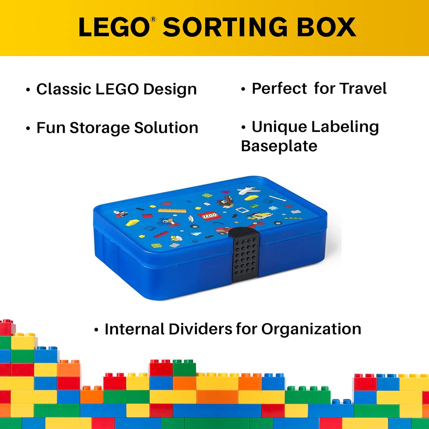 ROOM Copenhagen Lego Sorting Box - Brick Storage with Dividers, Blue D233