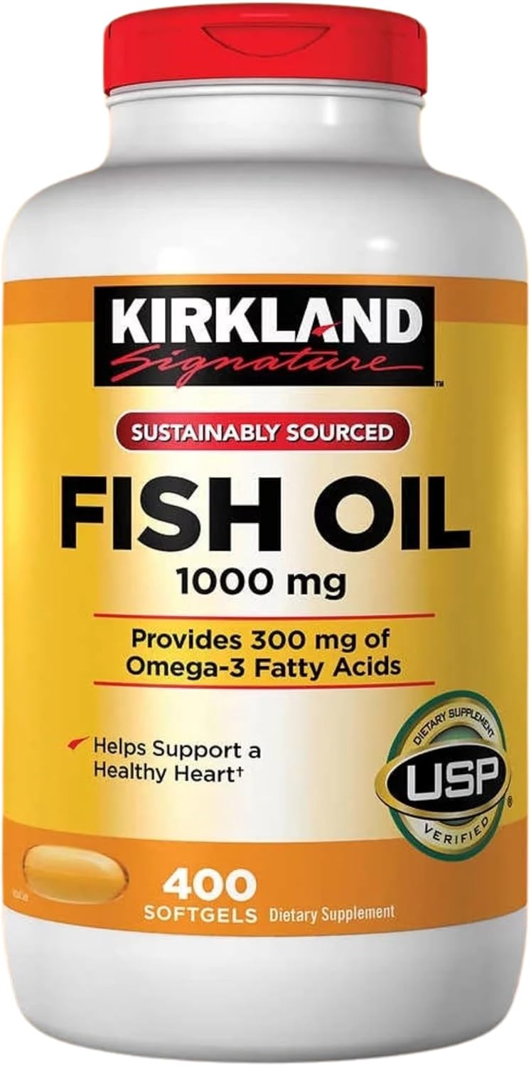 Kirk-land Fish Oil 1000mg 400 Softgels, Omega 3 Fatty Acids + Createandbundle Sticker Z93555
