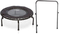 JumpSport 250 Indoor Home Cardio Fitness Rebounder Durable Bounce Exercise Mini Trampoline with Handle Bar Accessory, Premium Bungees, and Workout DVD