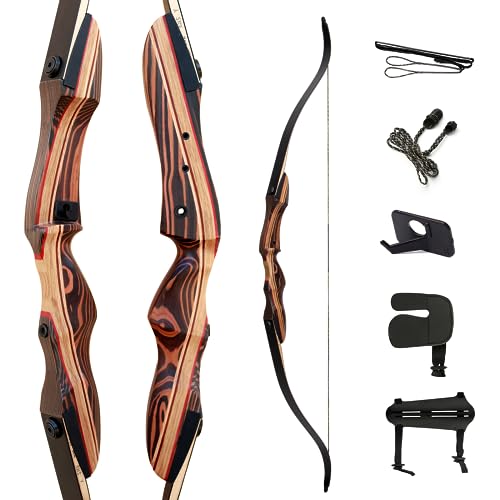 Deerseeker Archery 62" Takedown Recurve Bow Set for Adults & Youth with Right Hand & Left Handed Laminated Wooden Riser Bow Hunting Target Shooting 20-60lbs