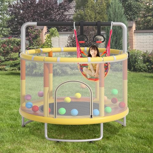 55" Kids Trampoline with Enclosure Net and Basketball Hoop M907892