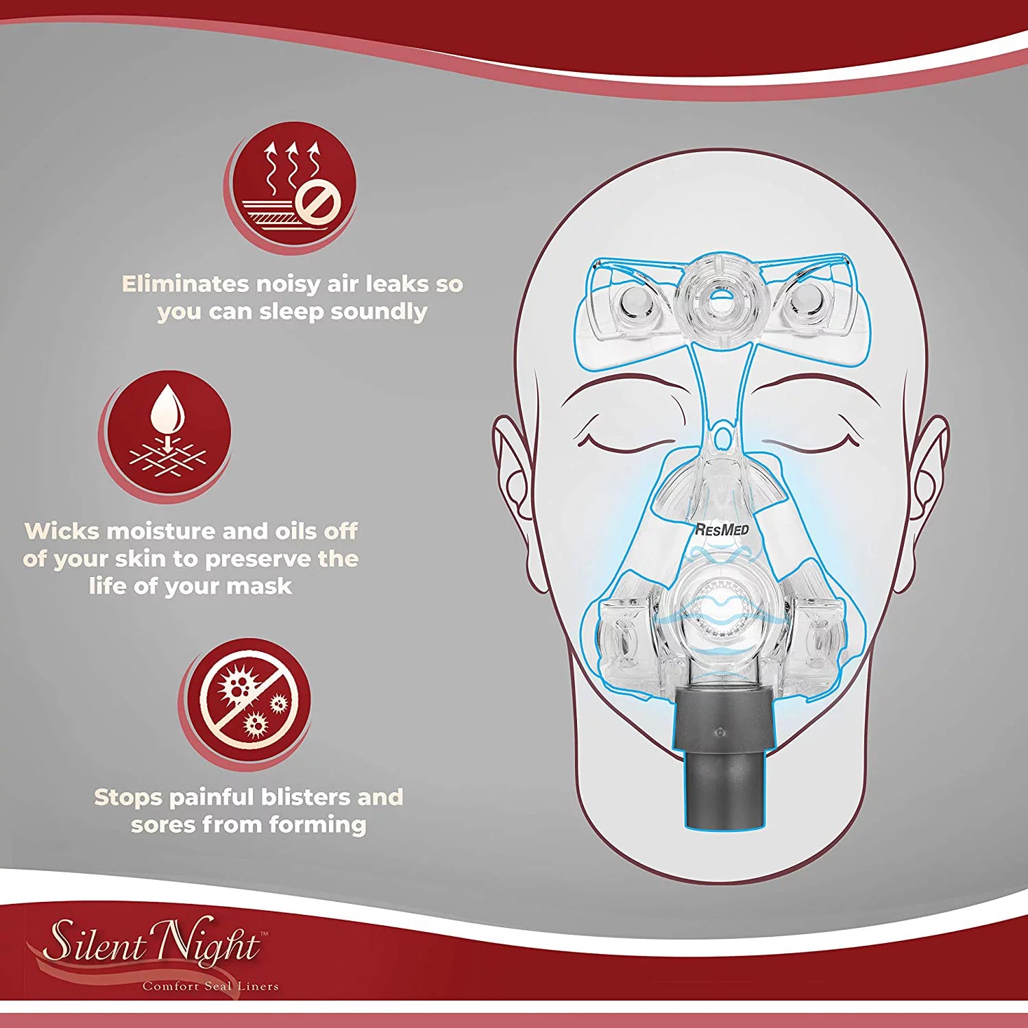 Silent Night Mask Liners Full Face Medium Z1556