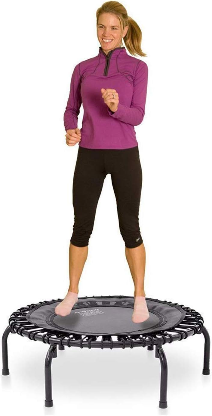 JumpSport 350 Indoor Fitness Trampoline with Handle Bar, Black I759