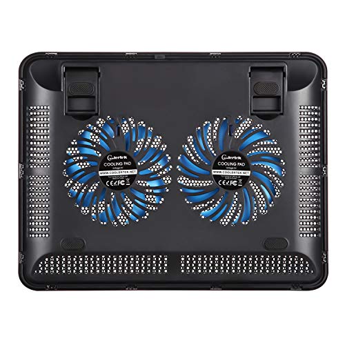 Coolertek Portable Slim Laptop Cooling Pad with 2 Blue LED Fans, USB Powered, Fits 11-14 Inch E3336
