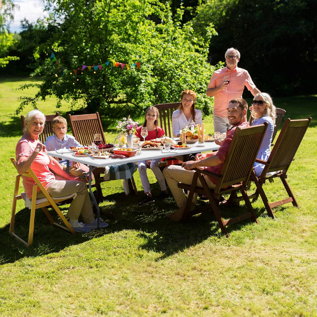 ZENY 8ft Portable Folding Table for Indoor Outdoor Picnic Party Dining, White V776