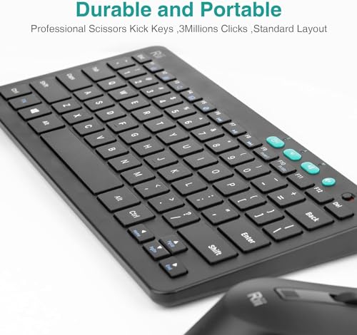 Rii RKM709 2.4GHz Ultra-Slim Wireless Keyboard and Mouse Combo, Black E479733