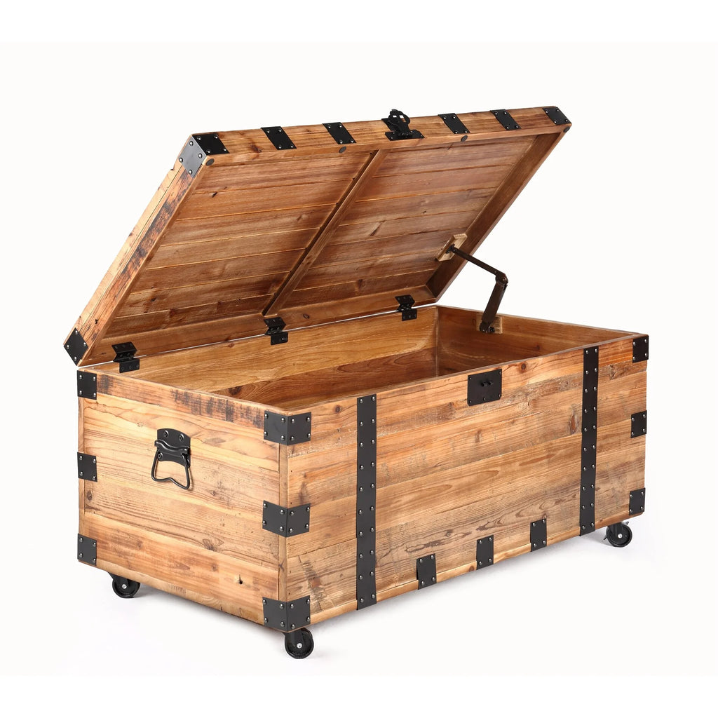 BESTCOSTY Trunk Table with Wheels Storage Coffee Table I132001